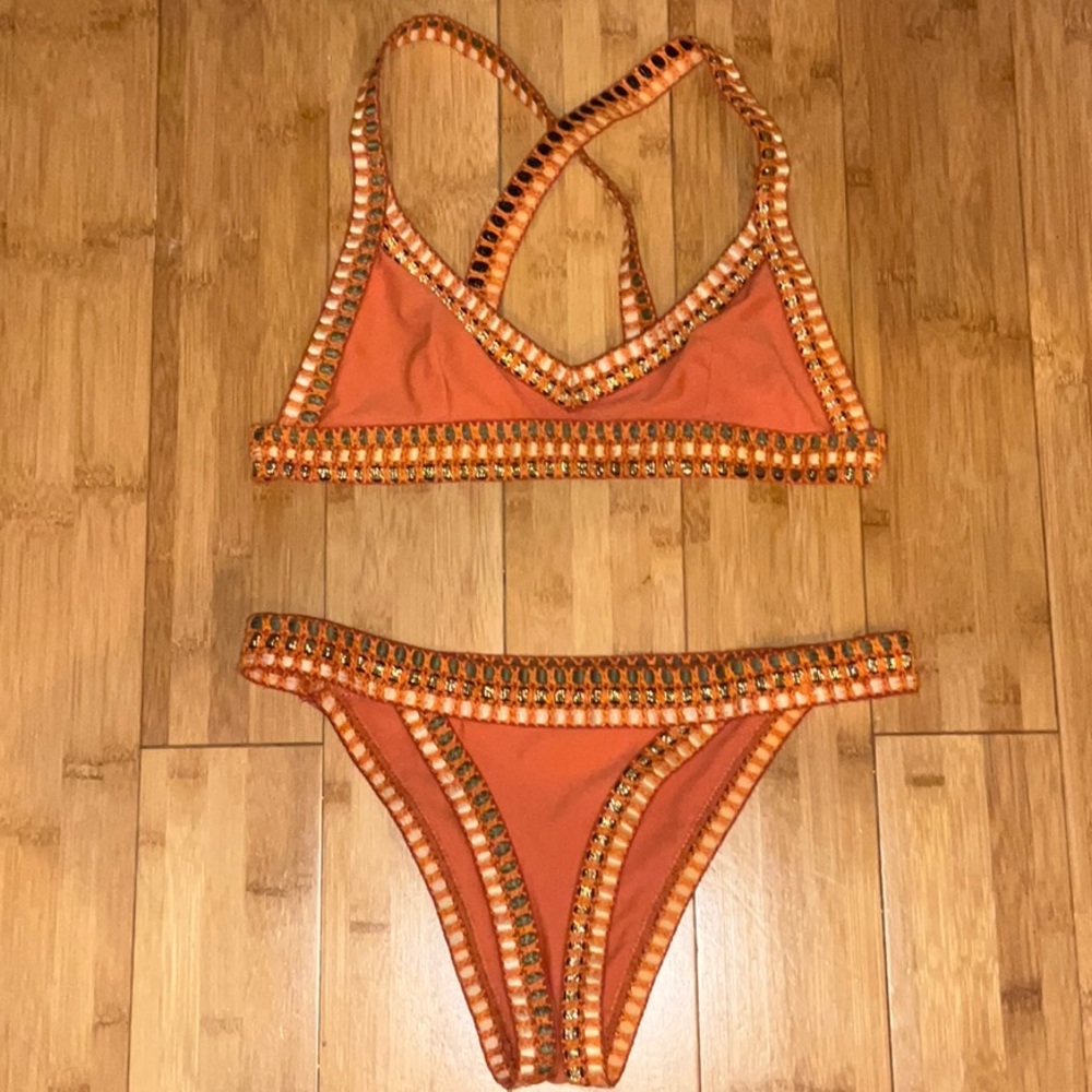 White Fox Boutique Terracotta 2 Piece Bikini - Crochet